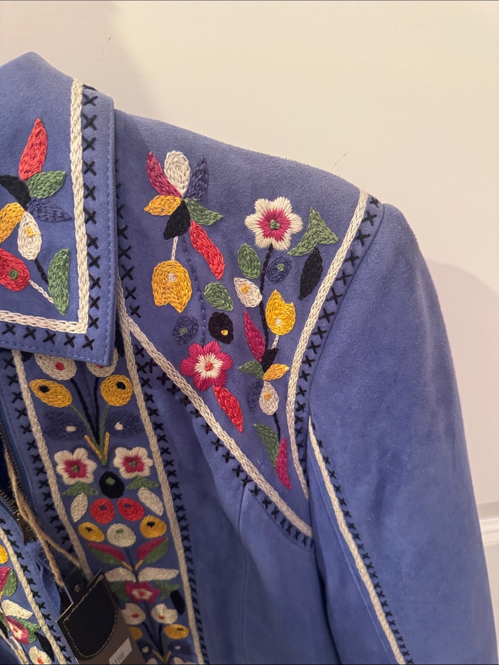 Double D Ranch Justyna heavily embroidered fringed suede jacket NWT - Picture 14 of 15